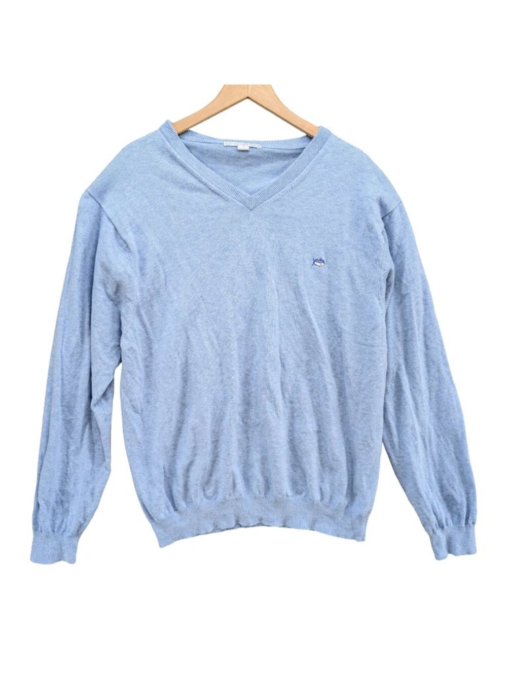 Southern Tide V Neck Sweater Mens Light Blue Knit Long Sleeve Pullover Size XL